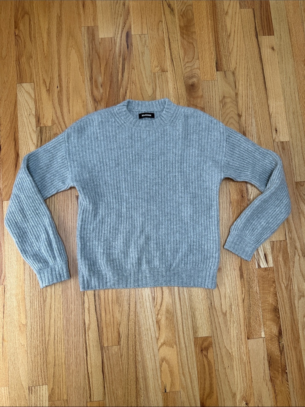 NAADAM Light Gray Ribbed Crewneck Sweater